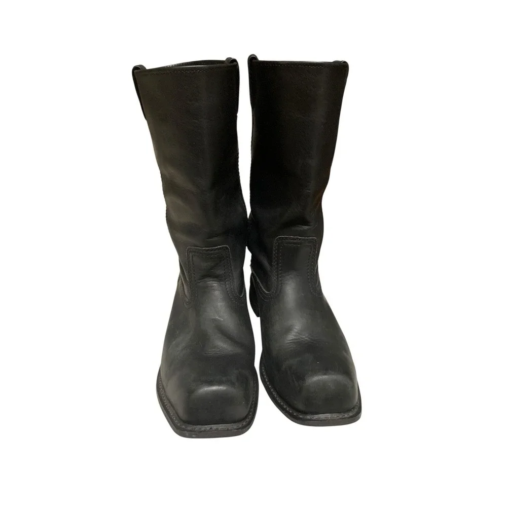 Harley Davidson 91345 Leather Biker Motorcycle Boots Mens 11.5 Black Square Toe